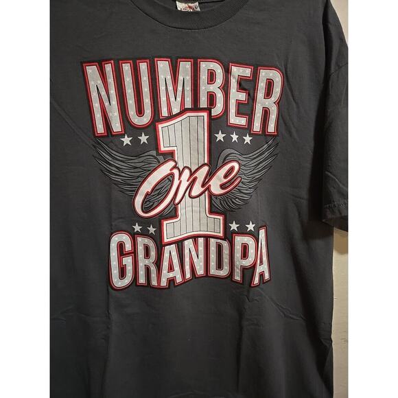 Number 1 Grandpa T Shirt Mens XL Short Sleeve Gray Wings - Picture 4 of 11